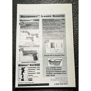 Beamshot Laser Sights Vintage Print Ad 1990s Firearms Accessories Quarton USA